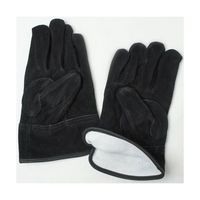 小野商事 牛床革手袋 オイル加工 外縫い 内綿 黒王 Mサイズ AG4811-M 1双 65-0306-75（直送品）