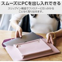 エレコム ILMF/パソコンケース/薄型/レザー収納ポケット付/14インチ/ピンク BM-IBEM01PN-IL 1個