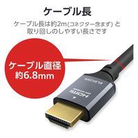 HDMI2.1ケーブル ウルトラハイスピード 2m 8K 60Hz 4K 120Hz 黒 GM-HD21E20BK エレコム 1個