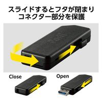エレコム USBメモリー/USB3.2(Gen1)対応/スライドシャッター式/64GB/ブラック MF-SKU3064GBK 1個