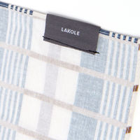 コットンプリントハンカチ（チェック） ブルー LAKOLE/ラコレ