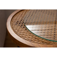 東谷 ROOM ESSENCE ラウンドガラステーブル S 幅350×奥行350×高さ450mm ブラウン GT-778BR 1台（直送品）