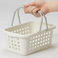 【均一価格】  ミニ ハンドル付バスケット ホワイト　幅16.7×奥行25×高さ9.9cm １セット（２個） オリジナル