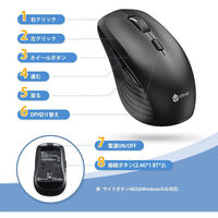 Bluetoothマウス 静音モデル USBレシーバー接続対応 Type-C充電式 ワイヤレス 無線マウス 1個 ブラック（わけあり品）