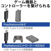 エレコム USB2.0ケーブル/PS5対応/C-Cタイプ/ノーマル/2.0m/ブラック GM-U2CCC20BK 1個（わけあり品）