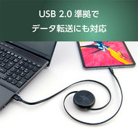 ナカバヤシ からみにくいコードリールケーブル USBA-C 1m ブラック SRC-01ACBK 1本
