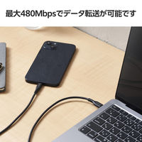 iPhone充電ケーブル USB-C to ライトニング PD対応 最大60W 1m 黒 MPA-CLEC10BK エレコム 1個