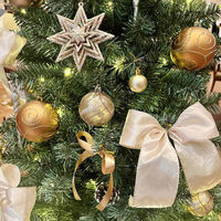 【軒先渡し】ストア・エキスプレス　デラックス木製ベースクリスマスツリーセット ゴールド　高さ180cm　8162-2404　1セット（直送品）