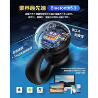 KING LUCKY オープンイヤー 完全ワイヤレスイヤホン i20 ブラック 1台（直送品）