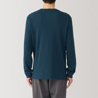 【メンズ】無印良品 紳士 あったか綿 ウールクルーネック長袖Tシャツ 紳士L ネイビー 良品計画