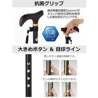 ストリックスデザイン 踏ん張りつえ先ステッキ太め伸縮BK抗菌 SB-029 1本