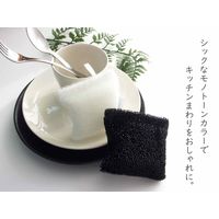 キッチンスポンジ モノプレミアム ネットスポンジ ミニ 立体ネット 抗菌 収納に便利なヒモ付き ホワイト・ブラック 1パック（2個入）オーエ