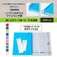 プラス イトオシ ツインリング型ファイル A4 1ポケットタイプ スカイブルー 91817 1冊