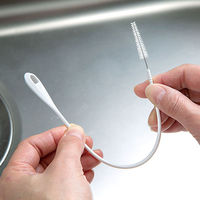 ストローブラシ クリーナー ロングタイプ 自由に曲がる キズつけずに洗える極細ナイロン毛 ホワイト 1個 まめいた