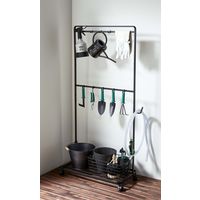 山崎実業 ベランダ収納&掃除道具収納ラック キャスター付き タワー 幅725×奥行350×高さ1410mm ブラック 774347 1個（直送品）