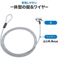 サンワサプライ NobleWedgeスロット対応セキュリティワイヤー(eセキュリティ・鍵No.1) SLE-35S-1 1個（直送品）