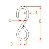 エスコ 101x6.3mm Sフック(ステンレス製) EA638EH-11 1セット(15個)（直送品）