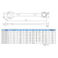 エスコ 8mm コンビネーションレンチ(デュアルラチェット) EA614DB-8 1セット(10本)（直送品）
