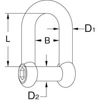 エスコ 9.5x35.0mm/544kg D型シャックル(ステンレス製) EA638F-210A 1セット(10個)（直送品）