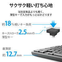 ワイヤレスキーボード 無線 テンキーレス コンパクト 抗菌 メンブレン 薄型 ブラック TK-FDM109TKBK エレコム 1個