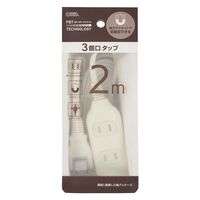 オーム電機 3個口タップ マグネット付き 2m 00-1674 1個