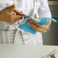 （100%天然素材）スポンジワイプ S 北欧ふきん セルロース 抜群の吸水力 しろくま親子 ホワイト ブルー 1個 イーオクト