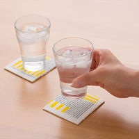 （100%天然素材）スポンジワイプ S 北欧ふきん セルロース 抜群の吸水力 ムオヴォ ストライプス イエロー 1個 イーオクト