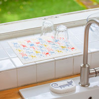 【100%天然素材】 スポンジワイプ L 水切りマット セルロース 抜群の吸水力 キャッツ マルチカラー1個 イーオクト