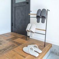 ポッシュリビング ウォールスリッパラック W47×D15.5×H71cm マンゴーウッド/アイアン 41348 1個（直送品）