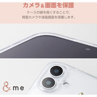 iPhone16 ケース ハイブリッド 衝撃吸収 ハンドバンド付 クリア×ピンクビーズ PM-A24AHVHBPN エレコム 1個（直送品）