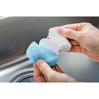 水だけで洗える シンク用スポンジ 本体＋スポンジ 水アカ・油汚れ キズつけにくい ブルー 日本製 1セット（1個×5）まめいた