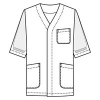 サーヴォ 衿なし・五分袖調理衣 ホワイト LL TP391-A9 1着（直送品）