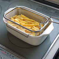 富士ホーロー 角型天ぷら鍋 IH ガス火 フライヤーバスケット付き ホワイト TPー20KFB.W 1個