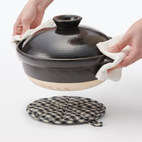 無印良品 麻平織 鍋敷きにもなる鍋つかみ ギンガムチェック 良品計画