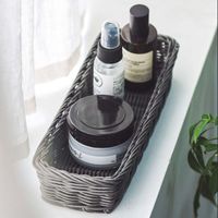 サンリツ KLEANE PLUS洗える抗菌素材の小物入れバスケットL ダークグレー 1個