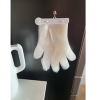 富士商 片手で装着できるワンタッチ ポリエチ手袋 白クリップ付 キッチン使い捨てお掃除 F22063 1個(100枚入)（直送品）