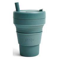 stojo タンブラー BIGGIE 470ml 持ち運び 蓋付き ストロー付き 折りたためる EUCALYPTUS 422673 1個（直送品）