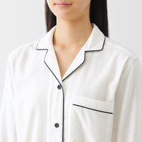 【レディース】無印良品 婦人 脇に縫い目のない 二重ガーゼ長袖パジャマ 婦人Ｌ オフ白 良品計画