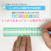 直線サポート定規 しっかり線ビキ 15cm ゼロスタート目盛り すべり止め加工 青りんご SHJ-15-AO 1セット(1個×5)（直送品）