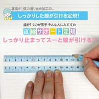 直線サポート定規 しっかり線ビキ 15cm ゼロスタート目盛り すべり止め加工 ソーダ SHJ-15-SO 1セット(1個×5)（直送品）