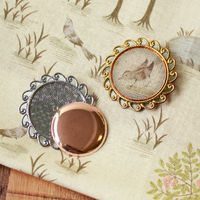 日本紐釦貿易(Nippon Chuko)NBK 銅板付き アンティークデザイン ブローチ台 丸型 〈小〉 φ45mm 徳用5個入 シルバー（直送品）