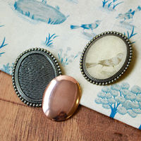 日本紐釦貿易(Nippon Chuko)NBK 銅板付き アンティークデザイン ブローチ台 だ円 〈大〉 W50×H55mm 1個入 アンテ（直送品）