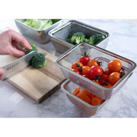 下村企販 角型バット&ザル9個セット シリコンフタ付き ステンレス製 日本製 420323 1個（直送品）