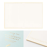 デザインフィル カラー色紙 寄せ書きシール24枚付き 二つ折り A4 本型 水色 33293006 1冊（直送品）