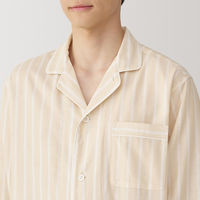 【メンズ】無印良品 紳士 脇に縫い目のない 二重ガーゼ長袖パジャマ 紳士ＸＬ ベージュストライプ 良品計画