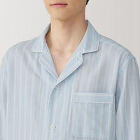 【メンズ】無印良品 紳士 脇に縫い目のない 二重ガーゼ長袖パジャマ 紳士Ｓ ライトブルーストライプ 良品計画