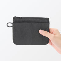 無印良品 リンクルナイロン フラットポーチ ダークグレー Ｓ 約１３．６×１０ｃｍ 良品計画