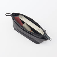 無印良品 リンクルナイロン マチ付きポーチ ダークグレー Ｓ 約１６．５×１１×６ｃｍ 良品計画