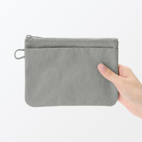 無印良品 リンクルナイロン フラットポーチ グレー Ｍ 約１９×１３．５ｃｍ 良品計画