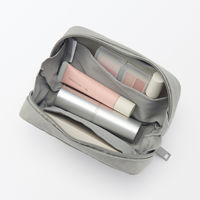 無印良品 リンクルナイロン 大きく開くポーチ グレー Ｍ 約１５×９×４．５ｃｍ 良品計画